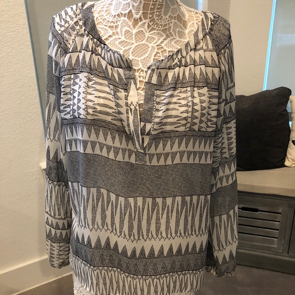 Black and white sheer blouse
